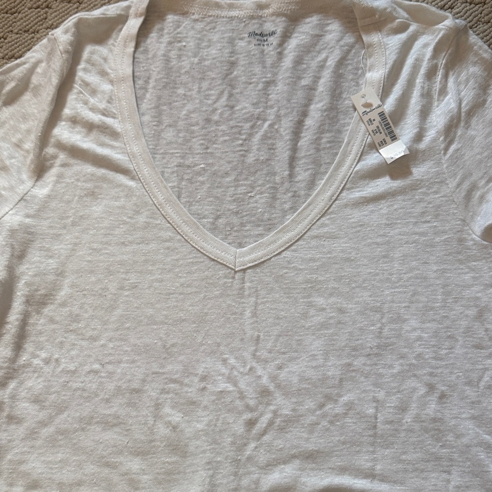 Madewell Ivory V-Neck Tee